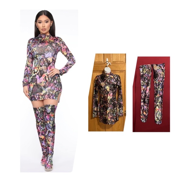 Electric Nights Snake Print Mini Dress - Picture 1 of 10